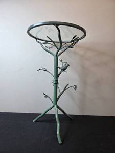 lot 145 image: Decorative Metal Side Table with Bird and Branch Design