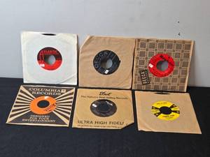 lot 148 image: Collection of Vintage 45 RPM Vinyl Records with Original Sleeves