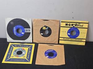 lot 150 image: Set of Vintage 45 RPM Vinyl Records with Original Sleeves