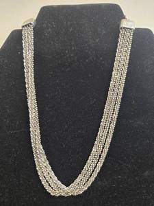 lot 168 image: Silver Tone Multi-Strand Necklace and Sterling Silver Pendant Necklace Set