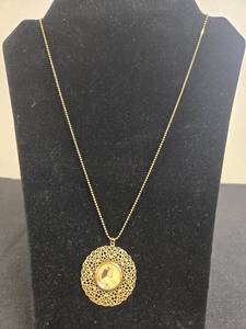 lot 170 image: Set of 2 Vintage Style Necklaces with Gold-Tone Pendant Designs