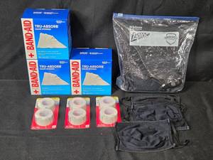 lot 226 image: Medical Supplies Set Gauze Sponges, Paper Tape and Masks