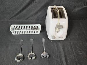 lot 227 image: Set of Stainless Steel Spoons and Toastmaster Toaster