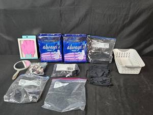 lot 240 image: Mixed Lot of Hygiene Products Face Masks, Always Maxi Pads, and Spa Items