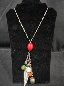 lot 243 image: Pair of Multi-Color Beaded Necklaces with Custom Charms