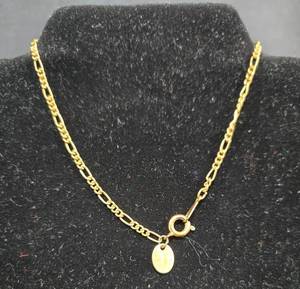 lot 257 image: Gold-Tone Chain Necklace with Assorted Rings and Beaded Rings