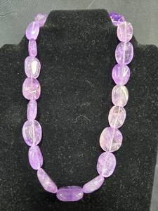 lot 262 image: Amethyst Beaded Necklace Never Worn Marked FP China from HSN
