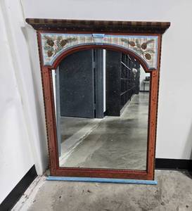 lot 278 image: Rustic Wall Mirror with Painted Pinecone Motif
