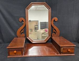lot 281 image: Lexington Wooden Vanity Mirror with Drawers and Decorative Accents
