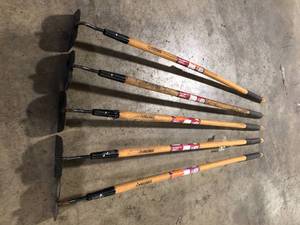 lot 28 image: Lot of Husky 51 in. L Wood Handle Garden Hoe  Customer Returns See Pictures