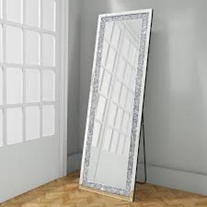 lot 4 image: KOHROS Crystal Decorative Wall Mirror Full Length floor Mirror  64.8 x 21.6 Customer Returns See Pictures