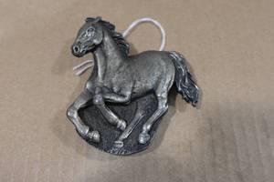 lot 45 image: Vintage Bergamot Co White Brass Horse Belt Buckle - Dated 1978