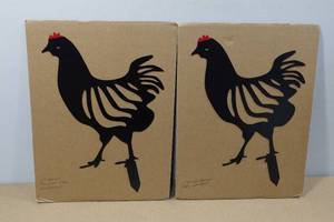 lot 49 image: 2 11 Metal Chicken Yard Ornaments