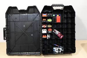 lot 120 image: Hot Wheels Car Storage Case with Assorted Cars - Some Vintage