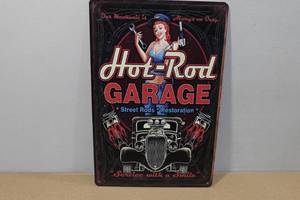 lot 147 image: Novelty Metal Sign -Hot Rod Garage