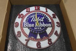lot 151 image: Novelty Pabst Blue Ribbon Beer 11 Wall Clock