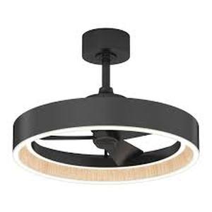 lot 5 image: Artika Alton 24 in. Indoor Black and Wood 8 Steps CCT 18.7 in. Integrated LED Ceiling Fan with Remote Included  Customer  Returns See Pictures