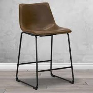 lot 30 image: Glamour Home Set of 2 Adan Iron Frame Dark Brown Faux Leather Counter Stool Customer  Returns See Pictures
