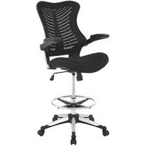 MODWAY Charge 27.5 in. Width Big and Tall Black Mesh Drafting Chair with Swivel Seat Customer  Returns See Pictures