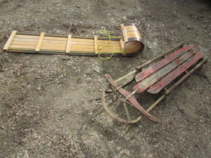 lot 244 image: VINTAGE TOBOGGAN SLED LOT