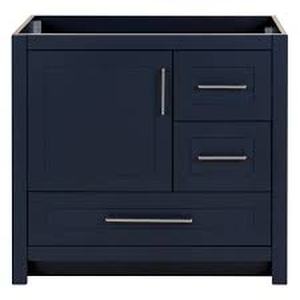 Home Decorators Collection Craye 36 in. W x 22 in. D x 34 in. H Bath Vanity Cabinet without Top in Deep Blue  Customer  Returns See Pictures