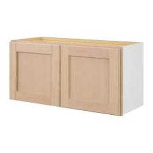 lot 5 image: Hampton Bay 30 in. W x 12 in. D x 15 in. H Ready to Assemble Wall Bridge Kitchen Cabinet in Unfinished with CLICKREADY Technology Customer Returns See Pictrues