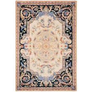 lot 6 image: Savonnerie IvoryNavy 4 ft. x 6 ft. Border Area Rug by SAFAVIEH Customer Returns See Pictrues