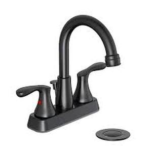 lot 20 image: Glacier Bay Deveral 4 in. Centerset 2-Handle High-Arc Bathroom Faucet in Matte Black Customer Returns See Pictures