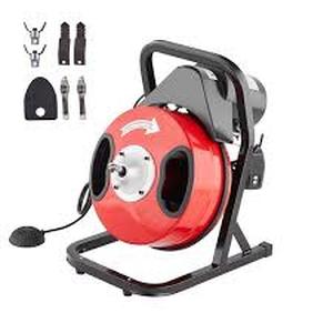 SKYSHALO Drain Cleaner Machine 50 ft. x1/2 in. Sewer Snake Machine with 4 Cutter and Foot Switch Electric Drain Auger Drill Auger  Customer Returns See Pictures