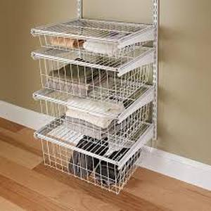 lot 36 image: ClosetMaid 27 in. H x 21 in. W White Steel 4-Drawer Wide Mesh Wire Basket Customer Returns See Pictures