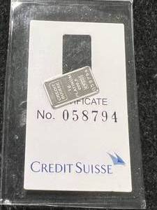 1 GRAM .999 FINE PLATINUM CREDIT SUISSE BAR