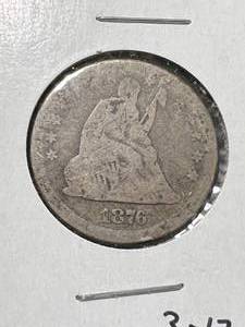 1876 US SEATED LIBERTY QUARTER
