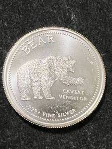 lot 07 image: 1 TROY OZ .999 FINE SILVER BULLBEAR ROUND