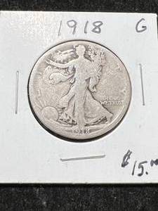 lot 09 image: 1918 US WALKING LIBERTY HALF DOLLAR
