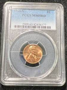 lot 16 image: 1968-S US LINCOLN CENT PCGS MS65RD
