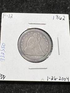 lot 17 image: 1862 US SEATED LIBERTY QUARTER
