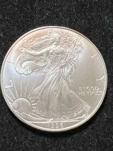 lot 20 image: 1996 AMERICAN SILVER EAGLE 1 TROY OZ .999 FINE SILVER
