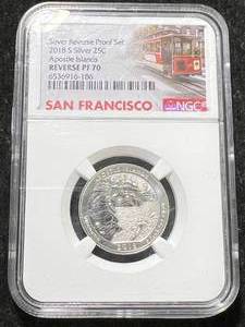 lot 33 image: 2018-S US SILVER APOSTLE ISLANDS QUARTER NGC REVERSE PF70