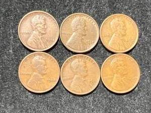 lot 51 image: GROUP OF 6 US WHEAT CENTS