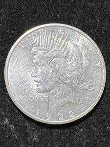 lot 54 image: 1922-S US PEACE SILVER DOLLAR