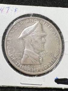 lot 63 image: 1947-S ONE PESO PHILIPPINES SILVER COIN
