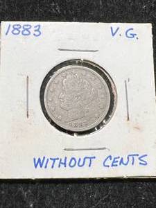 lot 66 image: 1883 WO CENTS US LIBERTY NICKEL VG