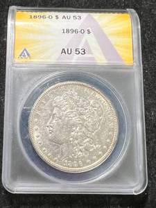 lot 71 image: 1896-O US MORGAN SILVER DOLLAR ANACS AU53