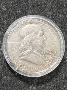 lot 84 image: 1963-D US FRANKLIN HALF DOLLAR IN AIRTITE