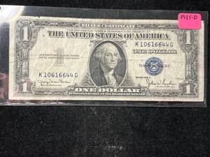 lot 96 image: 1935D US BLUE SEAL $1 SILVER CERTIFICATE