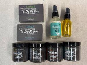 lot 127 image: Two BeMindful Activated Charcoal Soap, InVitamin Recovery Boost Gel, Four InVitamin Tooth and Gum Powder (various flavors)