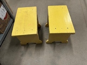 lot 105 image: Pair of Bright Yellow Stools 15 x 8 34 x 32