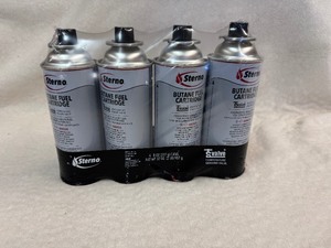 lot 138 image: Pack of Four 8oz Sterno Butane Fuel Cartridges