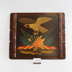 lot 11 image: America Patriotic Hanging Wood Sign