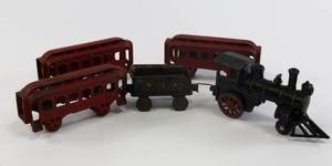 lot 40 image: Antique Cast-Iron Train Set